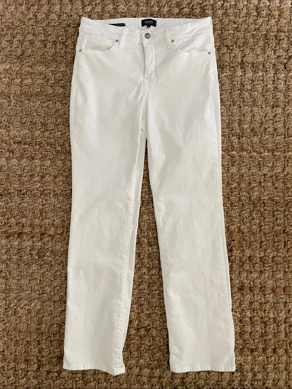 NYDJ Marilyn Straight Jeans Size 8 White Lift Tuck Stretch Denim - Picture 5 of 14